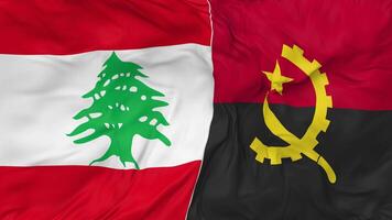 Lebanon and Angola Flags Together Seamless Looping Background, Looped Bump Texture Cloth Waving Slow Motion, 3D Rendering video