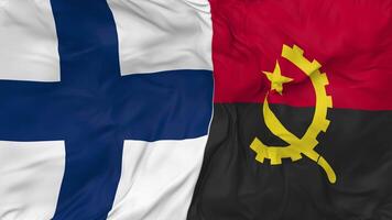 Finland and Angola Flags Together Seamless Looping Background, Looped Bump Texture Cloth Waving Slow Motion, 3D Rendering video