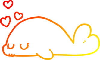 warm gradient line drawing of a cute cartoon dolphin png