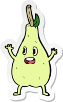 sticker of a cartoon frightened pear png