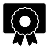 Paper with badge, solid design of certificate icon vector