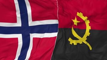 Norway and Angola Flags Together Seamless Looping Background, Looped Bump Texture Cloth Waving Slow Motion, 3D Rendering video