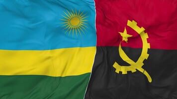 Rwanda and Angola Flags Together Seamless Looping Background, Looped Bump Texture Cloth Waving Slow Motion, 3D Rendering video