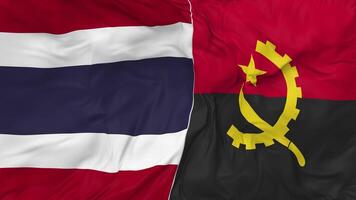 Thailand and Angola Flags Together Seamless Looping Background, Looped Bump Texture Cloth Waving Slow Motion, 3D Rendering video