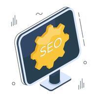 Conceptual isometric design icon of search engine optimization vector