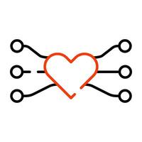 Heart with nodes showing concept of love network vector