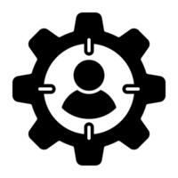 Avatar inside gear, icon of profile management vector