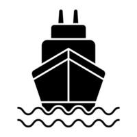 A water transport icon, solid design of boat vector