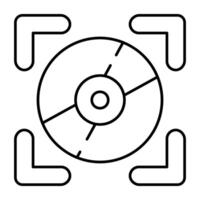 Compact disc inside reticle, linear design of cd focus vector