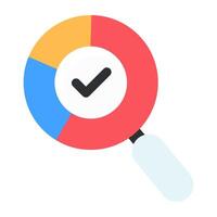 Pie chart under magnifying glass showcasing data analysis icon vector