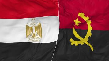 Egypt and Angola Flags Together Seamless Looping Background, Looped Bump Texture Cloth Waving Slow Motion, 3D Rendering video