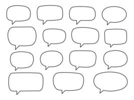 Set of hand drawn line speech bubbles. Speech balloon, chat bubble art vector line speech bubbles for apps and websites.