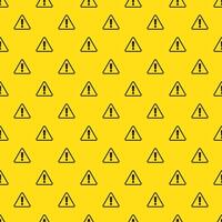 A seamless pattern with triangles with an exclamation mark. Endless pattern on yellow background. vector