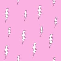 Cute cartoon white lightning on pink background, Lightning bolt seamless pattern. vector