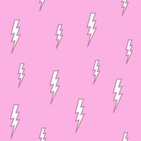 Cute cartoon white lightning on pink background, Lightning bolt seamless pattern. vector