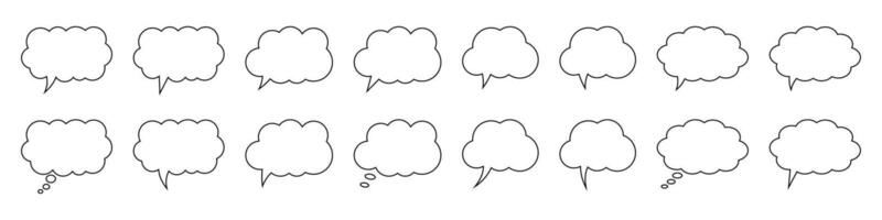 Thought bubble line icon. Speech or think bubble, empty communication cloud. Set of vector design elements.