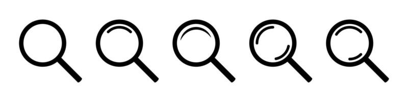 Magnifying glass icon, vector magnifier or loupe sign. Web search icon.