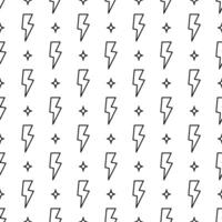 Line lightning seamless pattern. Simple outline style flash power vector background.