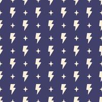 Lightnings seamless pattern. A repeating thunder sign on a dark blue background. vector