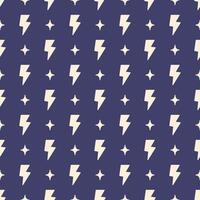 Lightnings seamless pattern. A repeating thunder sign on a dark blue background. vector