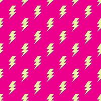 Retro vector seamless pattern with lightning. Flat design.  Yellow lightnings on pink background.