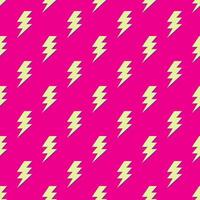 Retro vector seamless pattern with lightning. Flat design.  Yellow lightnings on pink background.