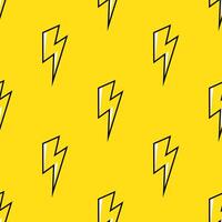 Lightning bolts Seamless Pattern. Endless repeating pattern on yellow background. vector