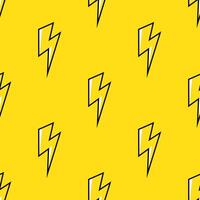 Lightning bolts Seamless Pattern. Endless repeating pattern on yellow background. vector