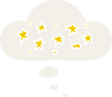 tecknad serie stjärnor med trodde bubbla i retro stil png