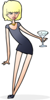 cartoon woman with cocktail png