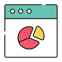 A flat design icon of online data analytics vector