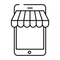 Icon of mobile shopping, handcart inside smartphone vector