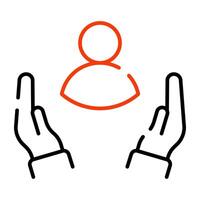 Person inside hands, icon of customer care vector