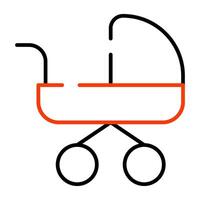 Editable design icon of baby stroller vector