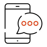 Message bubble with smartphone, icon of mobile chat vector