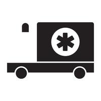 médico transporte icono, sólido diseño de ambulancia vector
