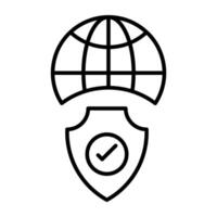 Globe with shield symbolising concept of global security vector