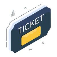 An isometric design icon of ticket isolated on white background vector