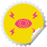 circular peeling sticker cartoon of a mystic eye png