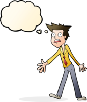 cartoon stressed man with thought bubble png