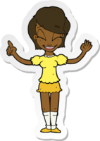 sticker of a cartoon pretty girl with idea png