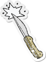 distressed sticker of a cartoon sharp kitchen knife png