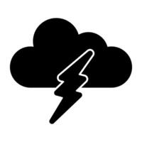 Cloud with bolt, icon of stormy cloud vector