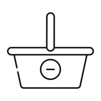 A creative design icon of remove from basket vector