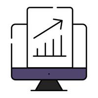 Business report inside monitor showing growth chart icon vector