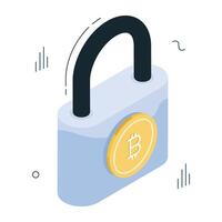 Perfecto diseño icono de bloqueado bitcoin vector