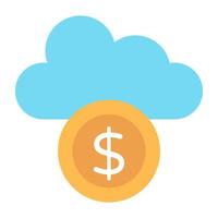 dólar moneda con nube, concepto de nube dinero icono vector