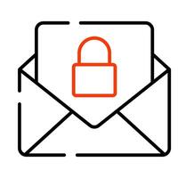 Padlock with envelope denoting concept of secure mail vector