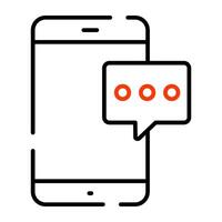 Chat bubble with smartphone, icon of mobile chat vector