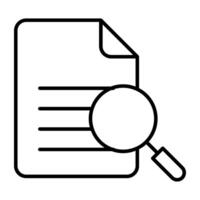 Paper under magnifying glass, icon of search document vector